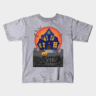 Haunted Halloween Mansion House Kids T-Shirt